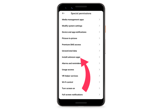 Enable Unknown Sources setting