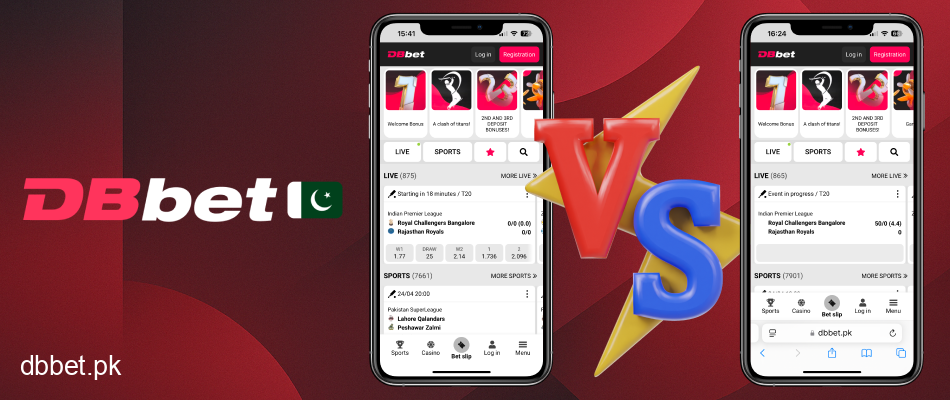 DBbet app vs. browser version comparison