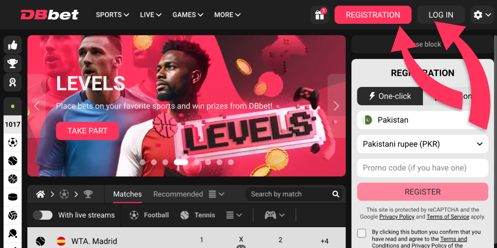 Sign Up or Log In DBbet