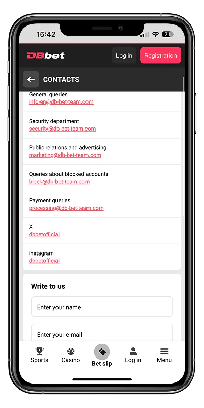 DbBet contacts