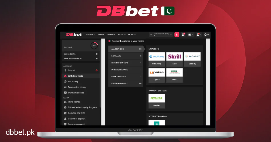 DBbet withdrawals PKR crypto e-wallets fast